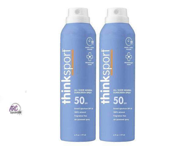Lot 56-800365 - New - Two Pack - Thinksport All Sheer Mineral Sunscreen Spray with SPF 50 - Water and Sweat Resistan...