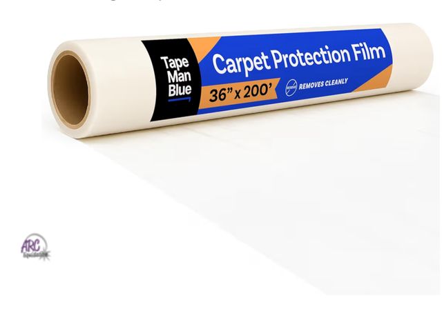 Lot 56-325151 - New in box TapeManBlue Carpet Protection Film 36" x 200' roll, Self Adhesive Plastic Carpet Protecto...