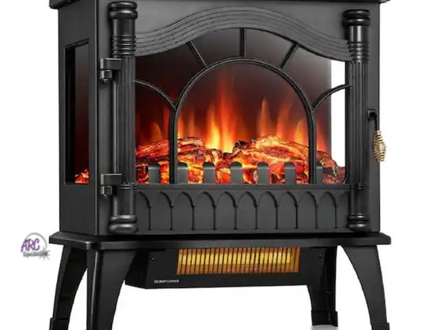 Lot 56-894943 - New - R.W.FLAME 22.83 in. Freestanding Electric Fireplace Stove Heater in Black