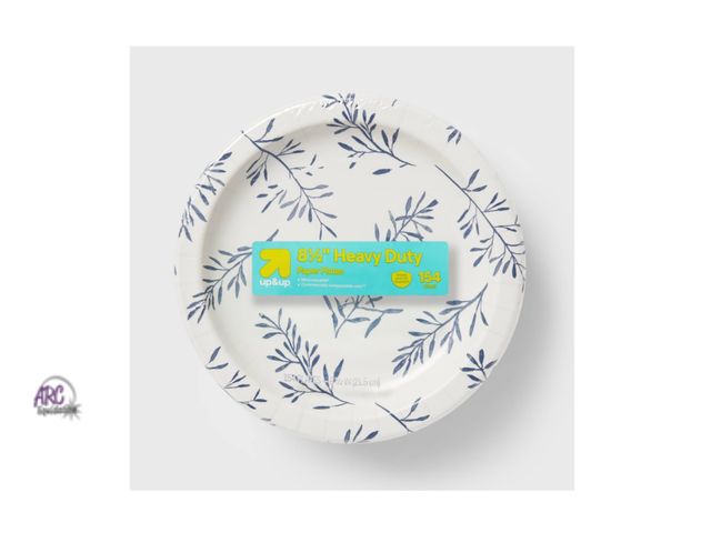 Lot 56-112523 - New up&amp;up Botanical Leaf Paper Plates 8.5" - 154ct