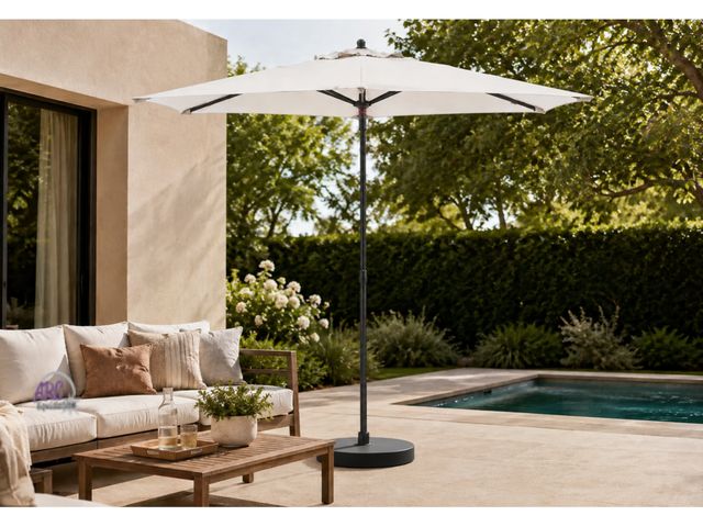 Lot 56-610961 - New Out of box - 7.5 ft. Steel Market Outdoor Patio Umbrella in Putty Beige