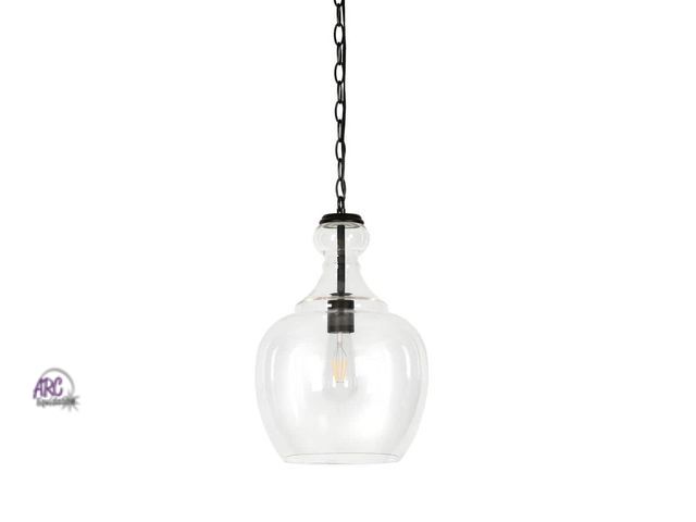 Lot 56-595098 - NEW-PENDANT LAMP IN BLACKENED BRONZE FINISH WITH CLEAR GLASS