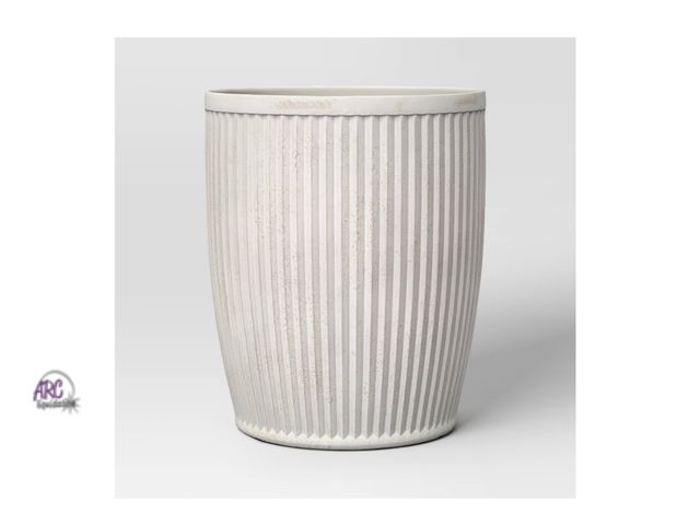 Lot 56-151650 - New Threshold Weathered Ribbed Composite Indoor Outdoor Planter Pot 15"x15"x18" Off-White