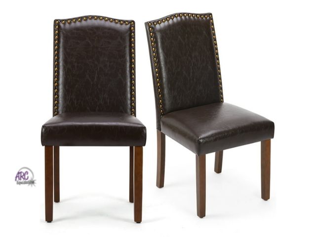 Lot 56-780322 - New in box CONCETTA Dining Chairs Set of 2, Upholstered Fabric Kitchen Room Chairs, PU Leather, Brow...