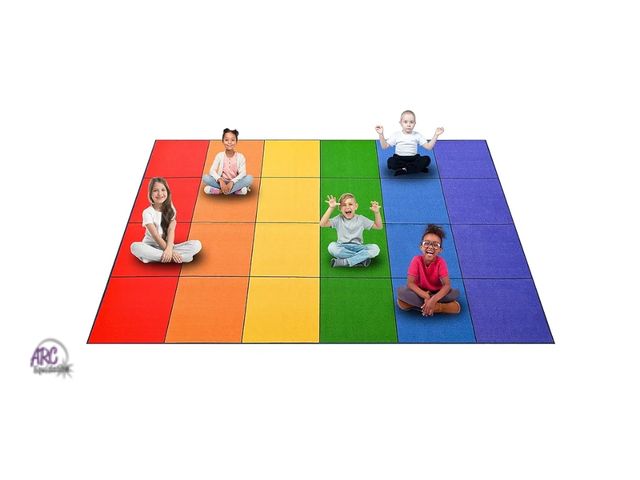 Lot 56-733318 - New  Rainbow Colorful Seating Classroom Rug for Kids Room Seating Décor, 7'6''x13' Large Preschool C...