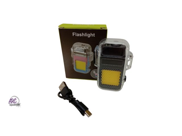 Lot 56-789623 - New rechargeable windproof, waterproof flashlight lighter. Flashlight has 3 modes. Bright, dim and s...