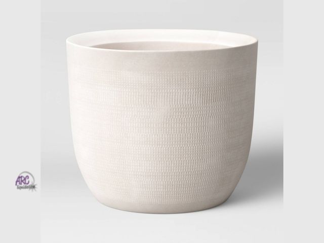 Lot 56-855012 - New - *Some Marks* 10" Wide Textured Ceramic Outdooor Pot - White