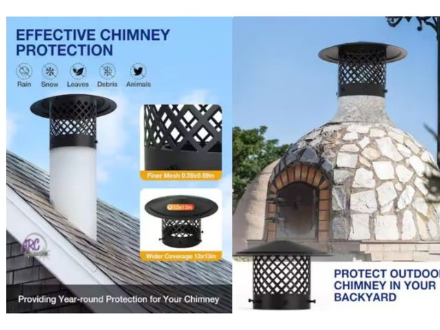 Lot 56-488264 - New in Box - 6 in. Black Round Galvanized Steel Fireplace Chimney Caps for Outside