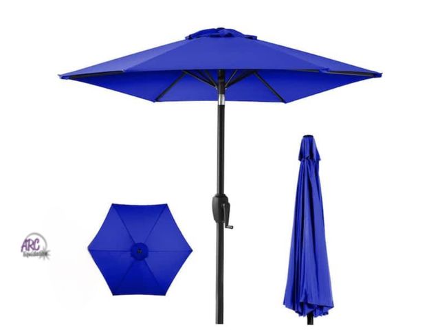 Lot 56-767210 - New Resort Blue 7.5 ft. Outdoor Market Patio Umbrella with Crank and Tilt