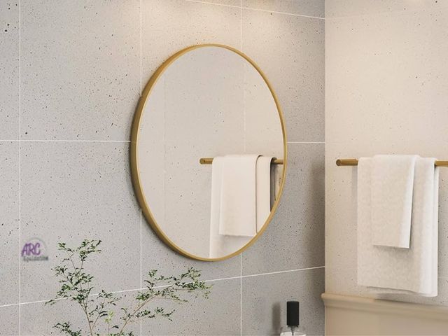 Lot 56-227219 - NEW OPEN BOX Gold 24 Inch Round Mirror