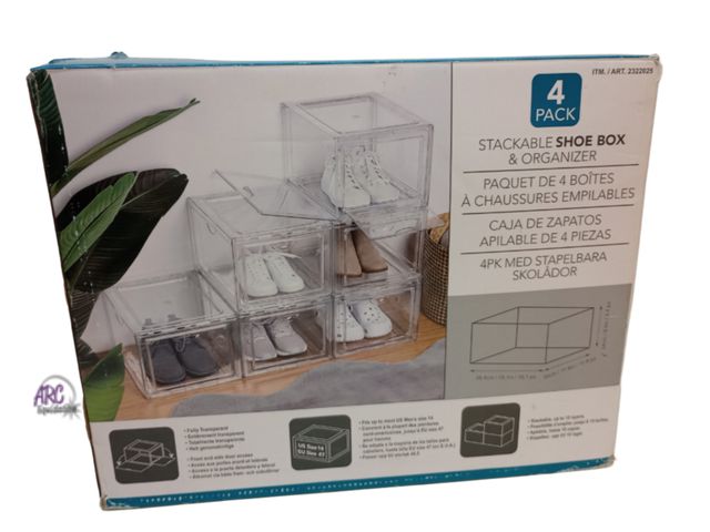 Lot 56-794714 - New in box. Stackable Shoebox &amp; Organizer, 4 Pack