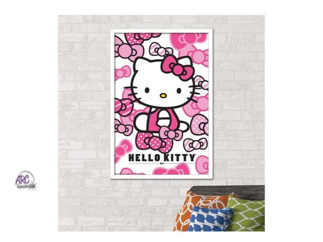 Lot 56-190618 - New (Frame Repaired) Trends International Hello Kitty - Bows Wall Poster, 22.375" x 34", (White Fram...