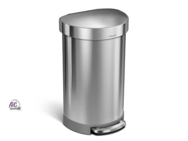 Lot 56-735318 - New simplehuman 45L Semi-Round Liner Rim Step Kitchen Trash Can, Brushed Stainless Steel