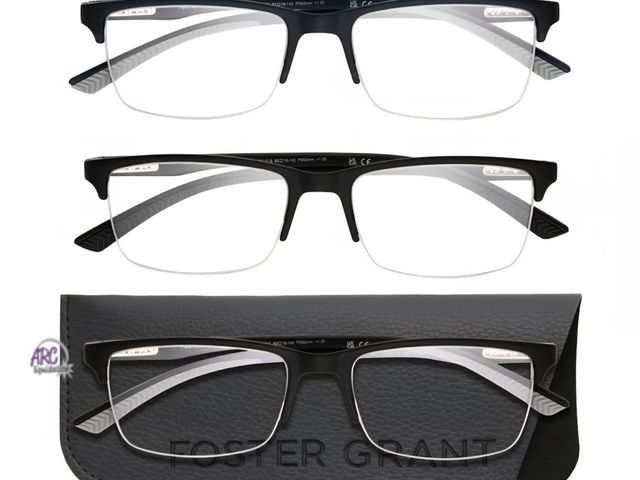 Lot 56-887340 - New - Foster Grant Design Optics by Foster Grant #356 Semi-Rim Rectangle Reading Glasses, 3-pack