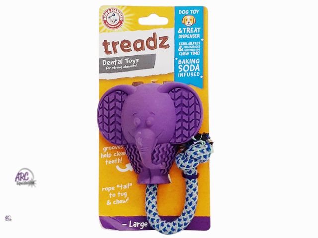 Lot 56-218061 - New - Arm &amp; Hammer Super Treadz Large Elephant Dental Chew Toy for Dogs.