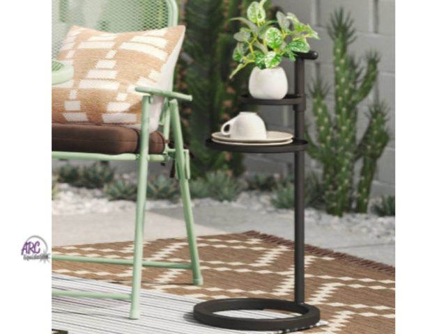 Lot 56-288212 - NEW Broken Handle(see photo)Tiered Accent Table Black - Room Essentials. Dimensions (Overall): 27.16...