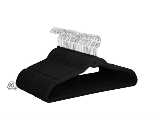 Lot 56-525240 - NEW-100 count black velvet clothes hangers in box