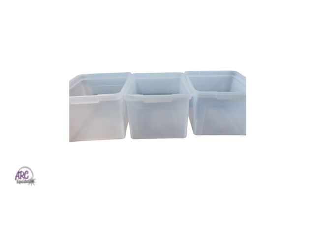 Lot 56-542418 - NEW-LOT OF 3-SOME CRACKS IN LID and bin-clear bins and lids-15"x12"