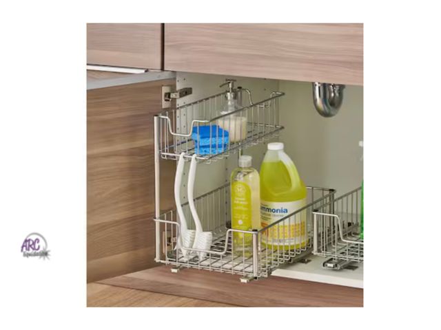 Lot 56-172817 - New in Box Trinity Stainless Steel Sliding Undersink Organizer, (11.5x17.7x16”)