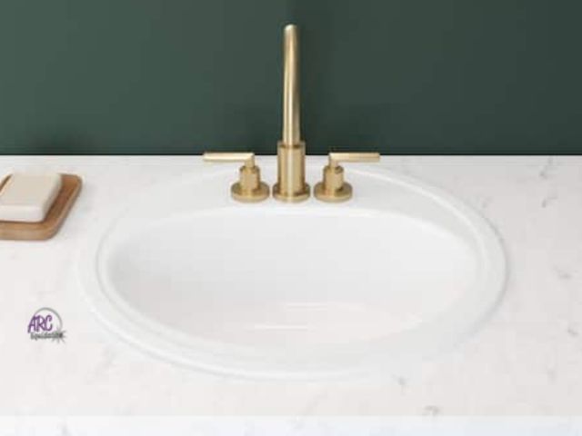 Lot 56-628663 - New Opened Box - Laurel Round Drop-In Bathroom Sink in White Small paint chip on front lip.