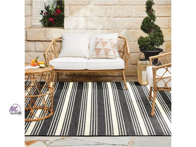 Lot 56-728117 - New 7' x 10' Striped Outdoor Area Rug - Threshold