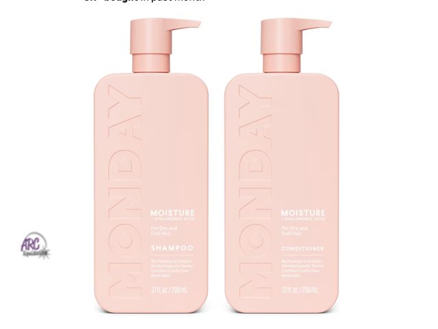 Lot 56-317740 - New, MONDAY HAIRCARE Moisture Shampoo + Conditioner Bathroom Set (2 Count) 30 floz Each for Dry, Coa...