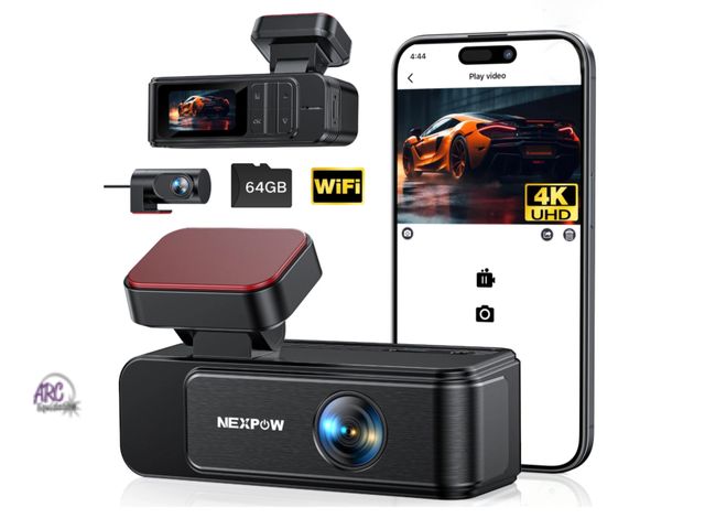 Lot 56-262324 - NEW NEXPOW WiFi Dash Cam,Front and Rear 4K+2K Dash Camera for Cars with 64GB Card,IR Night Vision,G-...