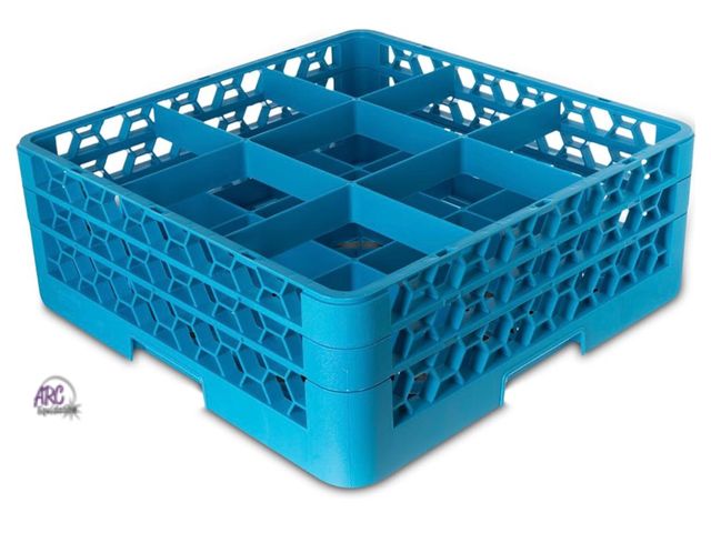 Lot 56-264550 - Carlisle FoodService Products RG9-214 OptiClean 9 Compartment Glass Rack with 2 Extenders, 5-13/16" ...