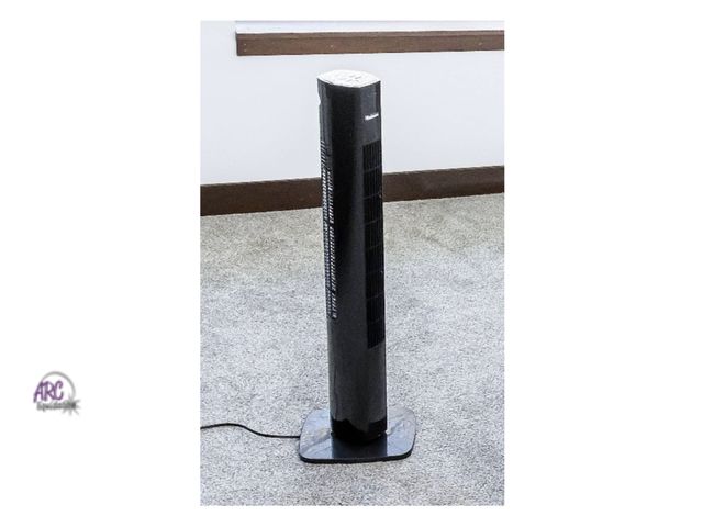 Lot 56-153112 - New Tested &amp; Works Holmes 37" Whisper Force Tower Oscillating Fan with Remote and Base, (Black)