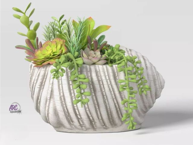 Lot 56-379311 - New,Shell Ceramic Planter White - Threshold