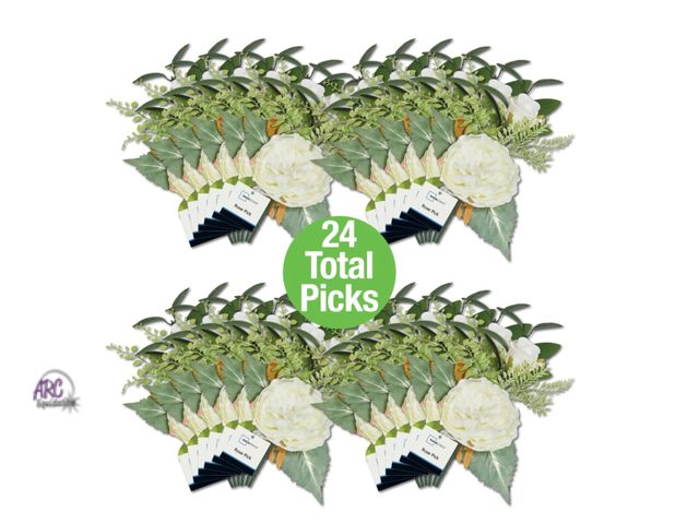 Lot 56-114324 - New Mainstays 9" Artificial Mini White Cabbage Rose Bouquet Pick, 24pk