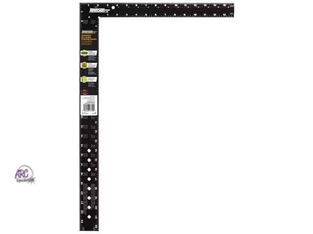 Lot 56-266798 - NEW Johnson Level &amp; Tool CS7 Aluminum Arc Angle Framing Square, 16" x 24", Black, 1 Square