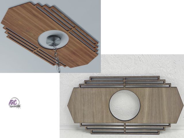 Lot 56-267498 - NEW Ekena Millwork 16"W x 8"H x 4 1/4"ID x 1/4” T Chrysler Wood Fretwork Pierced Ceiling Medallion, ...
