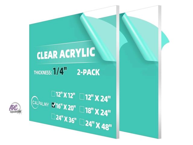Lot 56-193640 - New CALPALMY (2 Pack) 1/4" Thick Clear Acrylic Sheets - 16 x 20 Pre-Cut Plexiglass Sheets for Craft ...