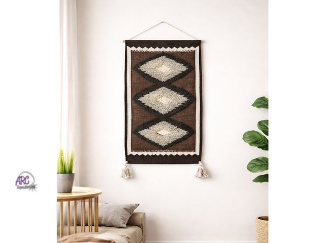 Lot 56-778238 - New In Box Lot of 5 Threshold Boho Woven Wall Hanging - Textured Geometric Design with Tassels