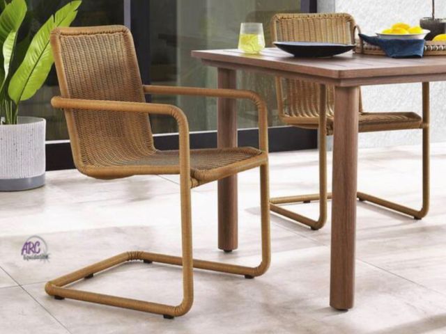 Lot 56-608460 - New Opened Box - Abacus Outdoor Patio Wicker Dining Chairs (Set of 2) in Natural