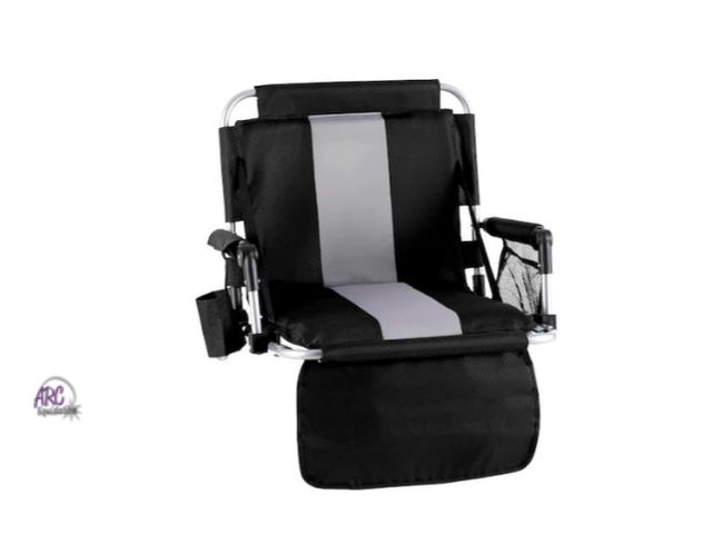 Lot 56-764435 - New Portable Stadium Seat Padded Chair with Armrests Black Gray