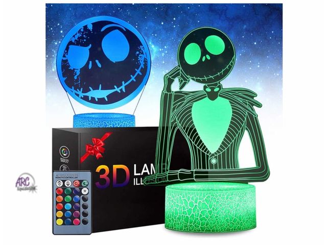 Lot 56-235196 - NEW Halloween Town Pumpkin King 3D Illusion Night Light Gifts, 16 Color Change