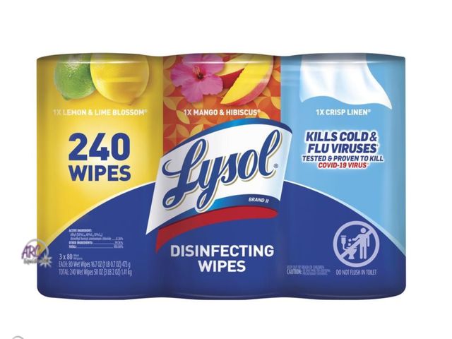 Lot 56-509311 - NEW-Lysol® 3 Pack Assorted Scented Disinfectant Wipes - 240 Count