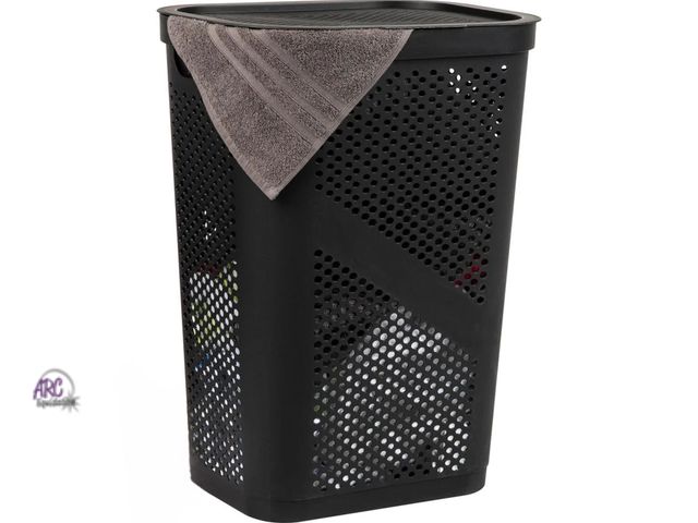 Lot 56-588998 - NEW-Mind Reader 60L Slim Laundry Hamper, Clothes Basket, Lid, Ventilated, Plastic, 17.25"L x 13.75"W...