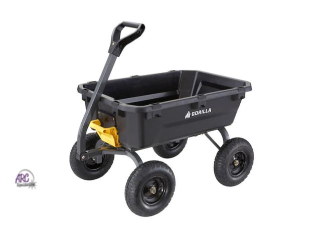 Lot 56-642265 - Used No Hardware - Gorilla Carts 7 cu. ft. Heavy Duty Plastic Dump Garden Cart, 1200 lbs. Capacity, ...
