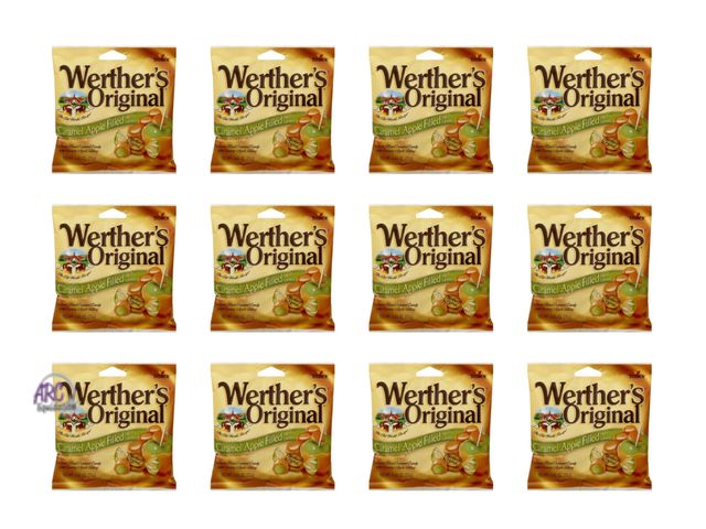Lot 56-111860 - New Box of 12 Werther’s Original Caramel Apple Filled Hard Candies, 2.65 oz. Bags (Best By: 02/28/26...