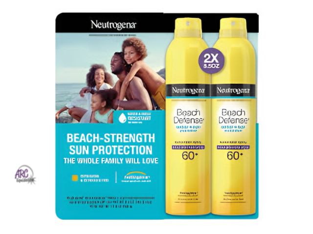 Lot 56-299614 - NEW OPEN BOX Neutrogena Beach Defense Sunscreen Spray SPF 60+, 8.5 oz, 2-pack Expires-2027