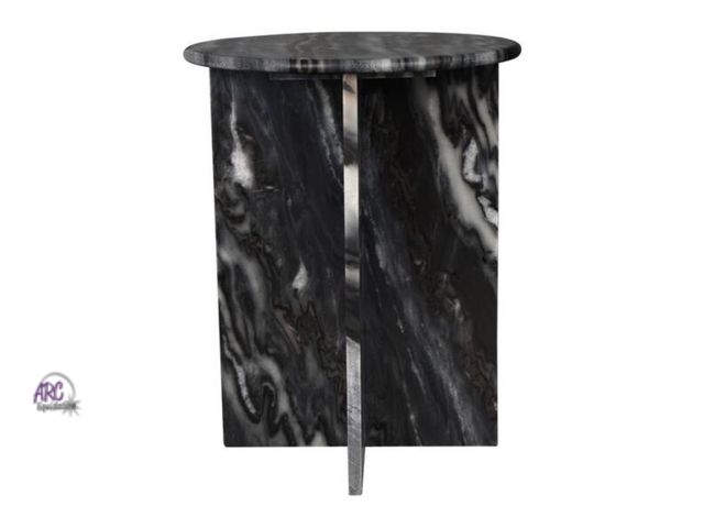 Lot 56-691645 - New Retails $193.08 - JONATHAN Y Javier 14 in. Black/Gray Contemporary Natural Marble Handmade Round...