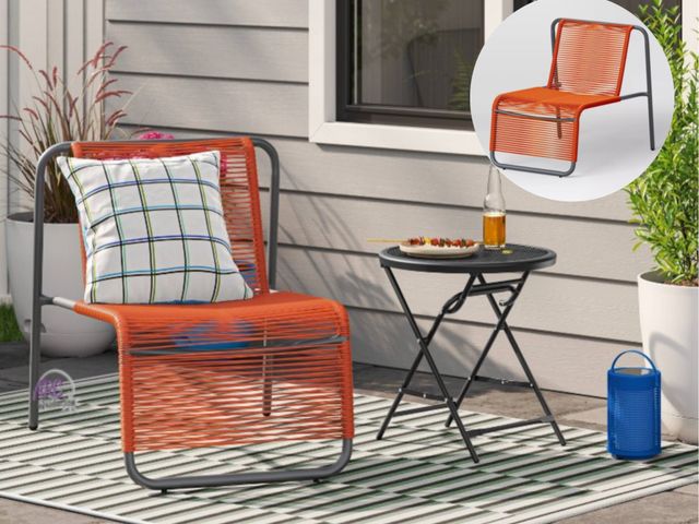 Lot 56-719215 - New PVC Stackable Patio Lounge Chair Red - Room Essentials