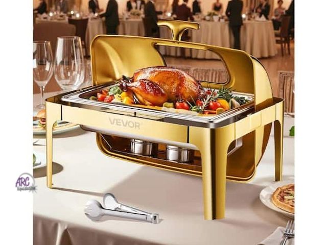 Lot 56-753298 - New Roll Top Chafing Dish Buffet Complete Set, 9 qt. Stainless Steel Chafer with Full Size Pan, Rect...
