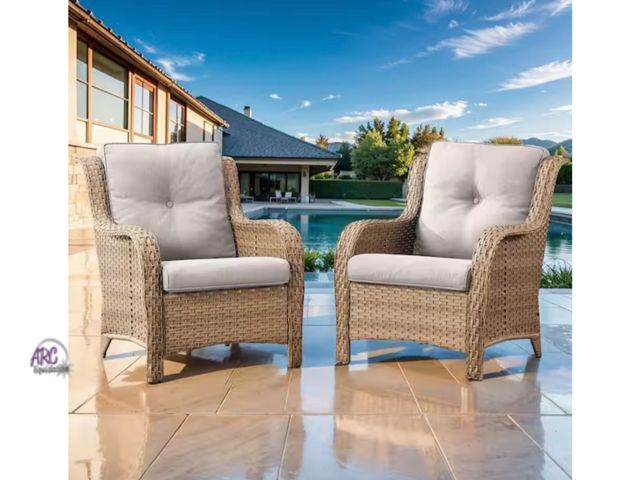 Lot 56-608660 - New Opened Box - Yellow Wicker Outdoor Patio Lounge Chair (2-Pack) No cushions
