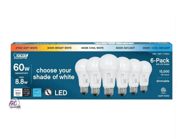 Lot 56-124860 - New Tested &amp; Works Feit Electric 60W Replacement 5-CCT LED A19 Bulbs (6 Pack)