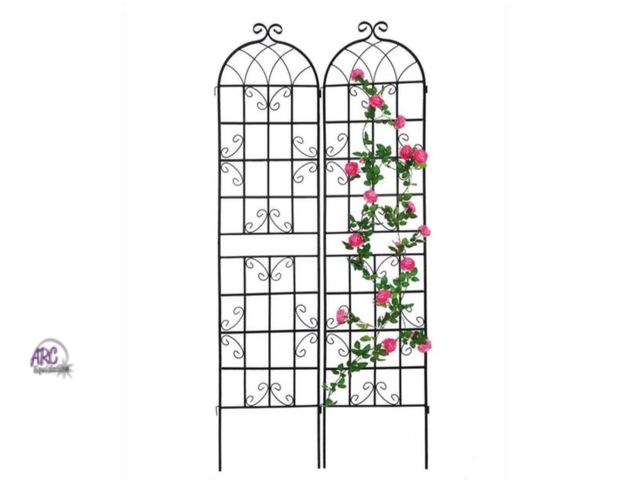 Lot 56-609860 - New Opened Box - 86 .7 in. Metal 2 Pack Garden Trellis in Black