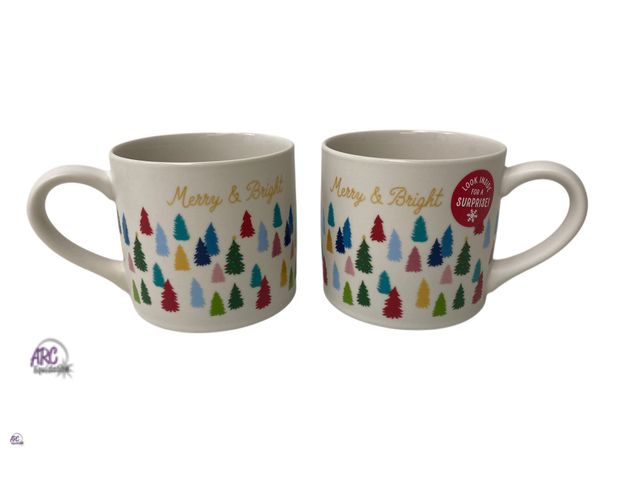 Lot 56-322030 - New, Wondershop MERRY &amp; BRIGHT Tree Mug, 16 oz / 4", Christmas, Stoneware set of 6